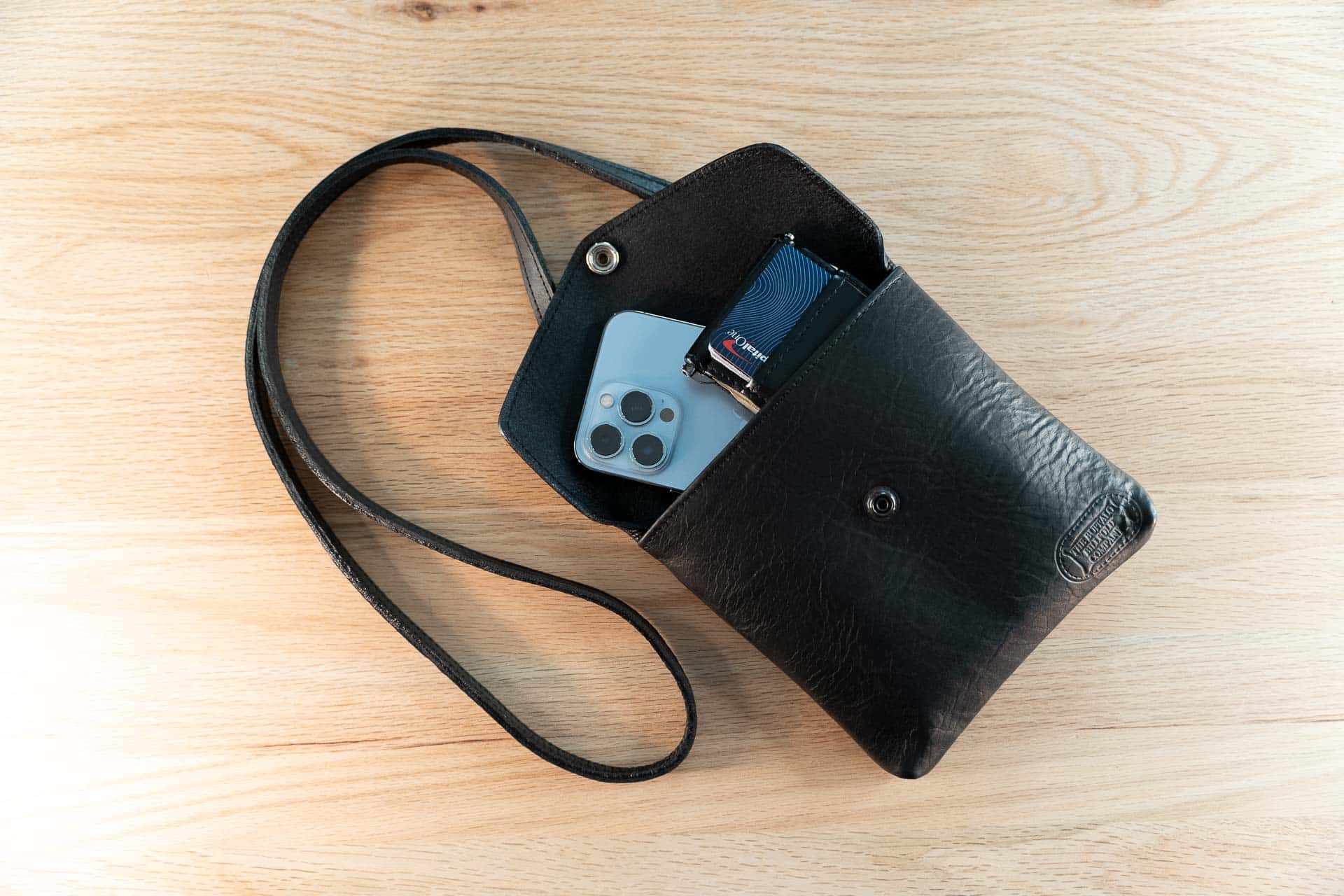 Small Black Leather Purse - Inside Small Black Leather Purse - Inside