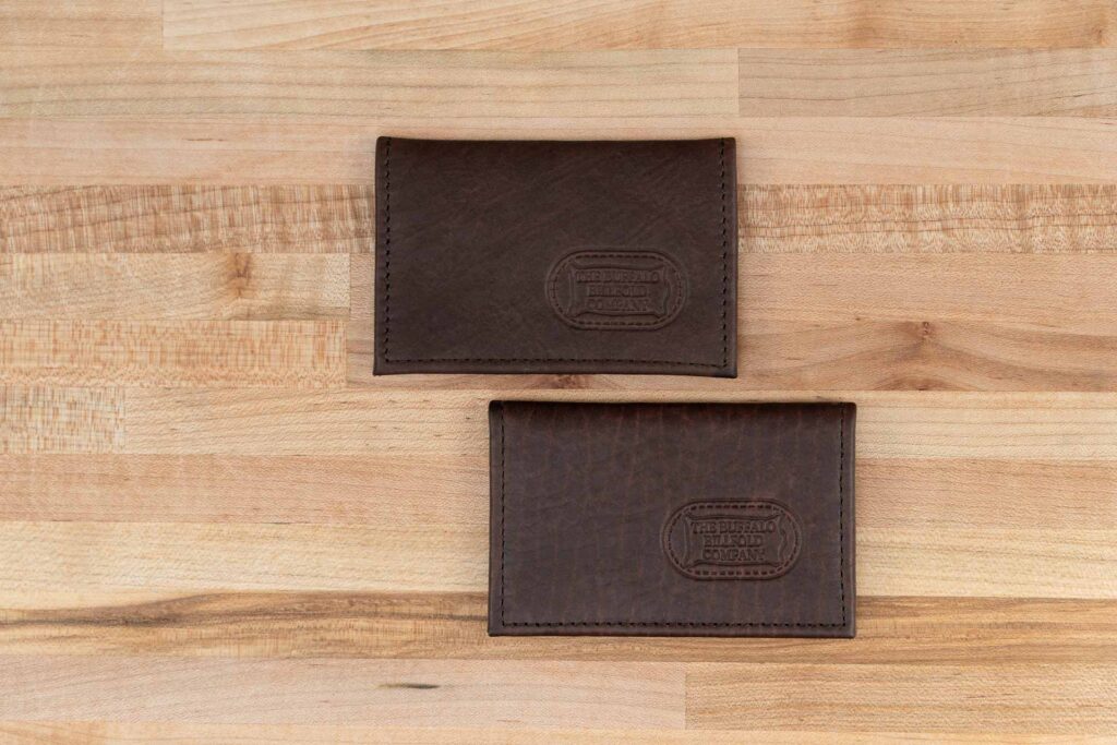 Leather Card Case - Brown Buffalo Leather - Made In Usa - Front Leather Card Case - Brown Buffalo Leather - Made In Usa - Front