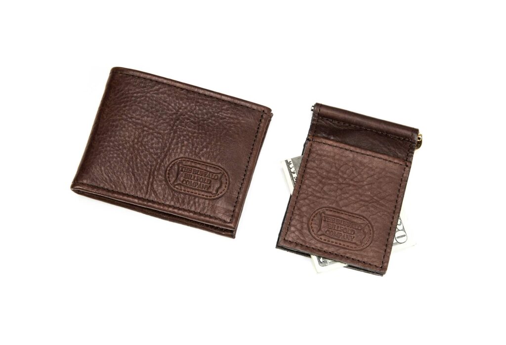 Brown Leather Bifold Wallet And Money Clip Set - Made In Usa Brown Leather Bifold Wallet And Money Clip Set - Made In Usa