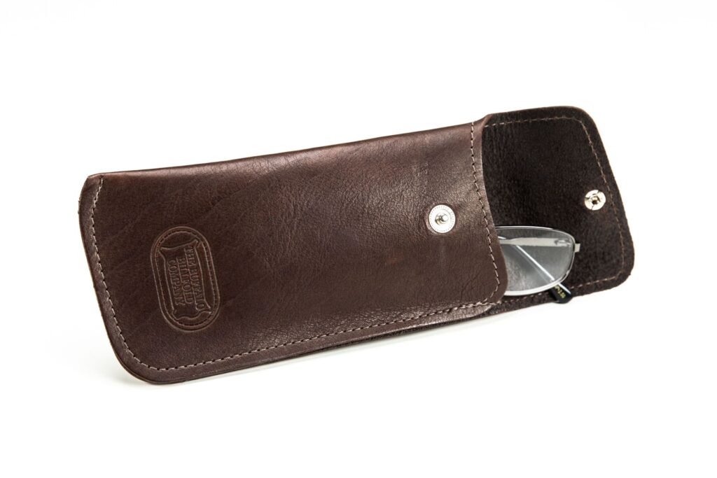 Mens Leather Glasses Case - Bison Leather - Brown - Made In Usa - Buffalo Billfold Company
