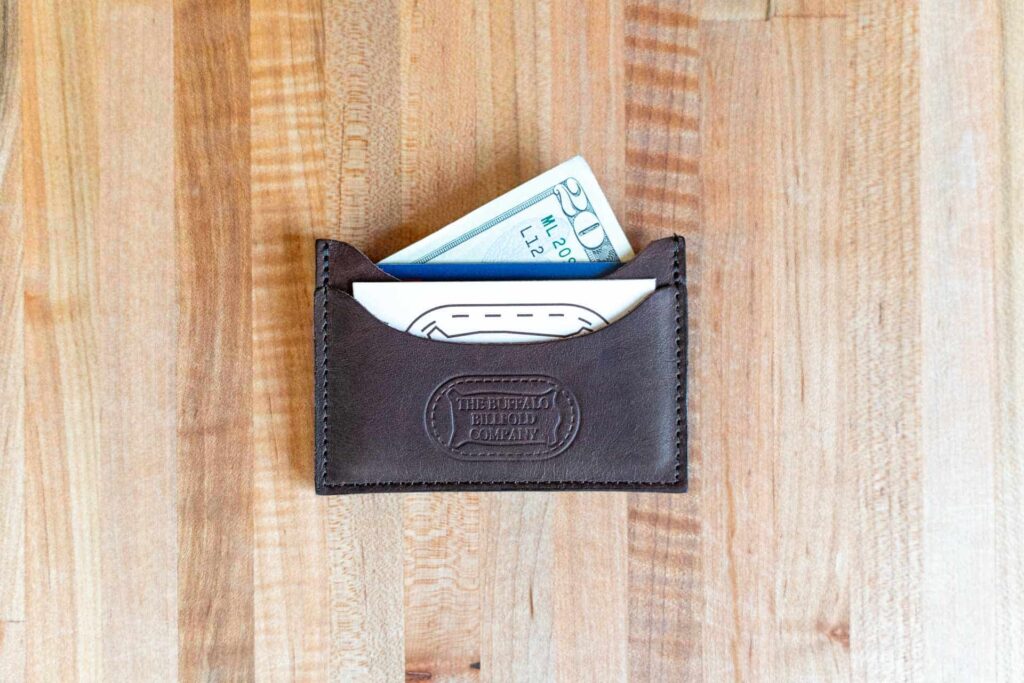 Handmade Brown Leather Minimalist Wallet - Made in USA Handmade Brown Leather Minimalist Wallet - Made in USA