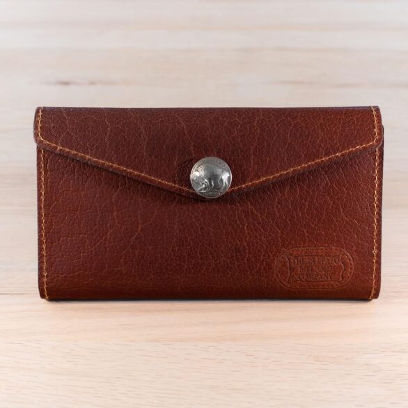 Red Leather Envelope Clutch Wallet