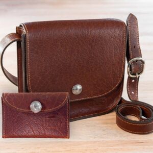 Bisonette Mini Leather Purse and Wallet Set - Red
