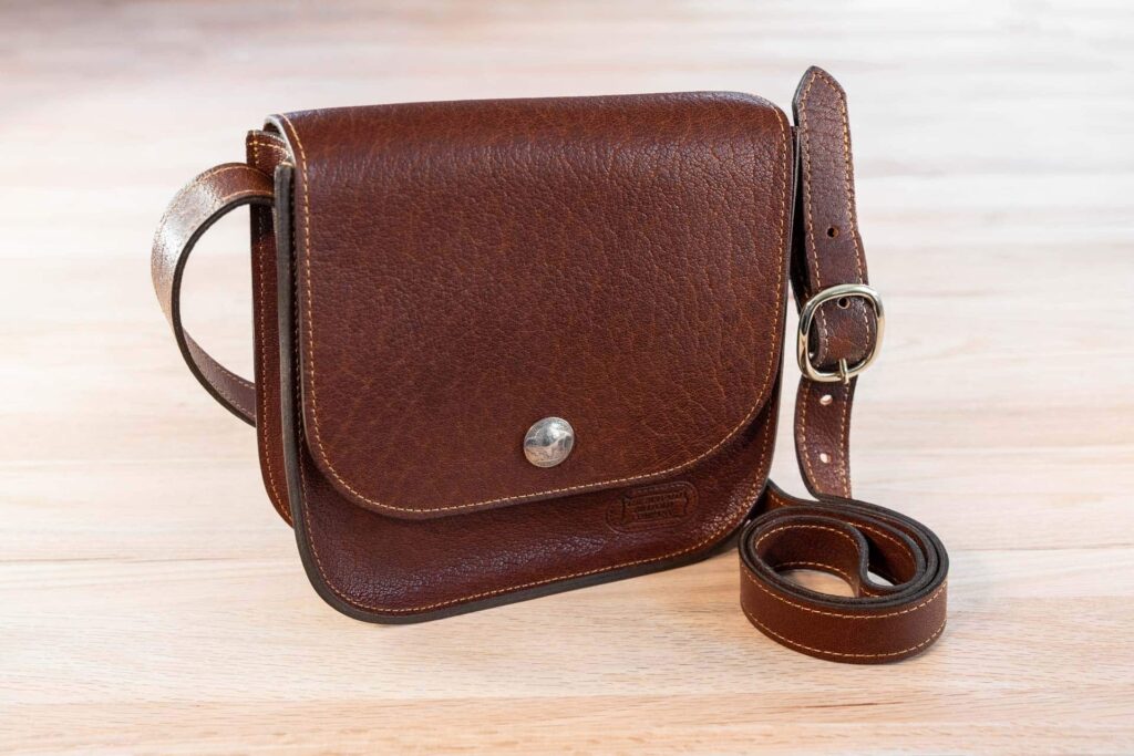 Bisonette - Red Shrunken Bison Leather Purse - Front Bisonette - Red Shrunken Bison Leather Purse - Front