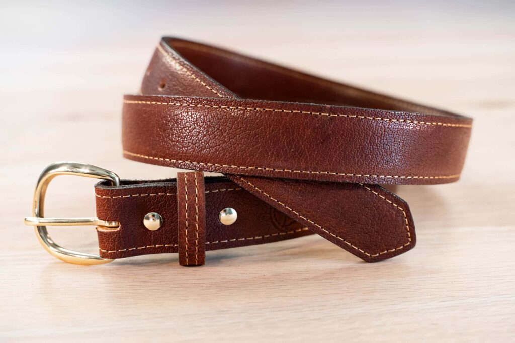Mens Red Leather Belt - Shrunken Bison Leather Mens Red Leather Belt - Shrunken Bison Leather