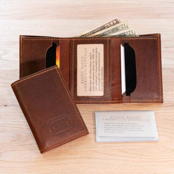 Mens Red Leather Trifold Wallet