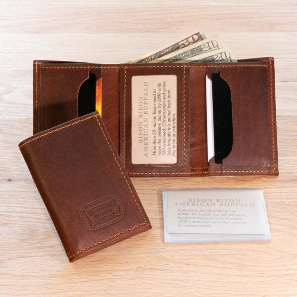Mens Red Leather Trifold Wallet