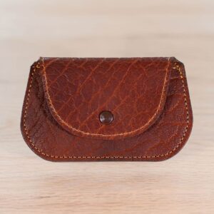 Women's Minimalist Wallet - Red Shrunken Bison Leather