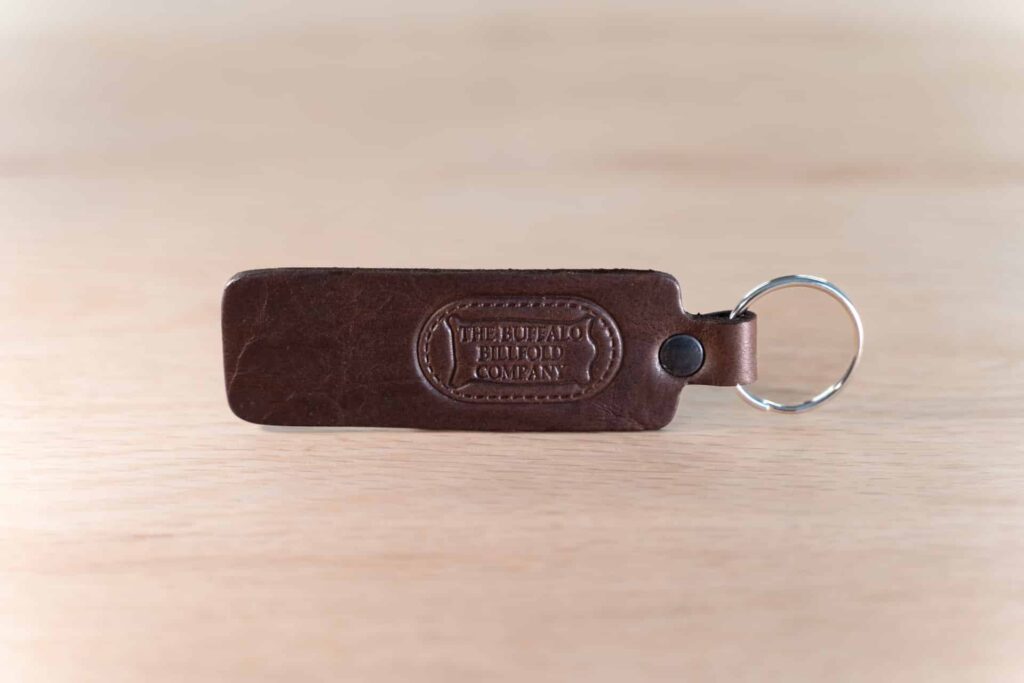 Rectangular Brown Leather Keychain - Made In Usa Rectangular Brown Leather Keychain - Made In Usa