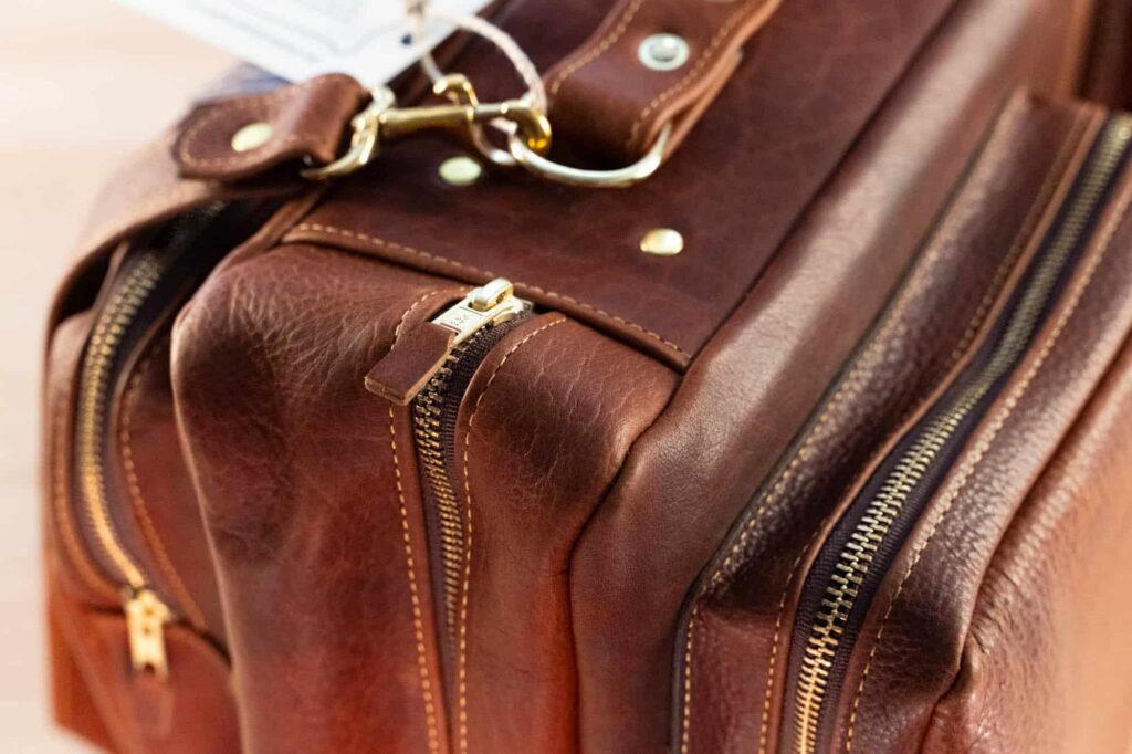 Brass Zippers On All Leather Pockets